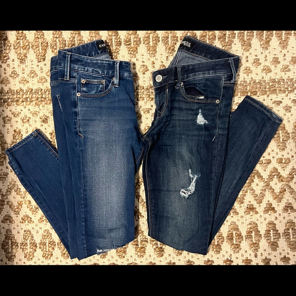 2 bundled Express distressed Jean legging jegging, like new 0 short